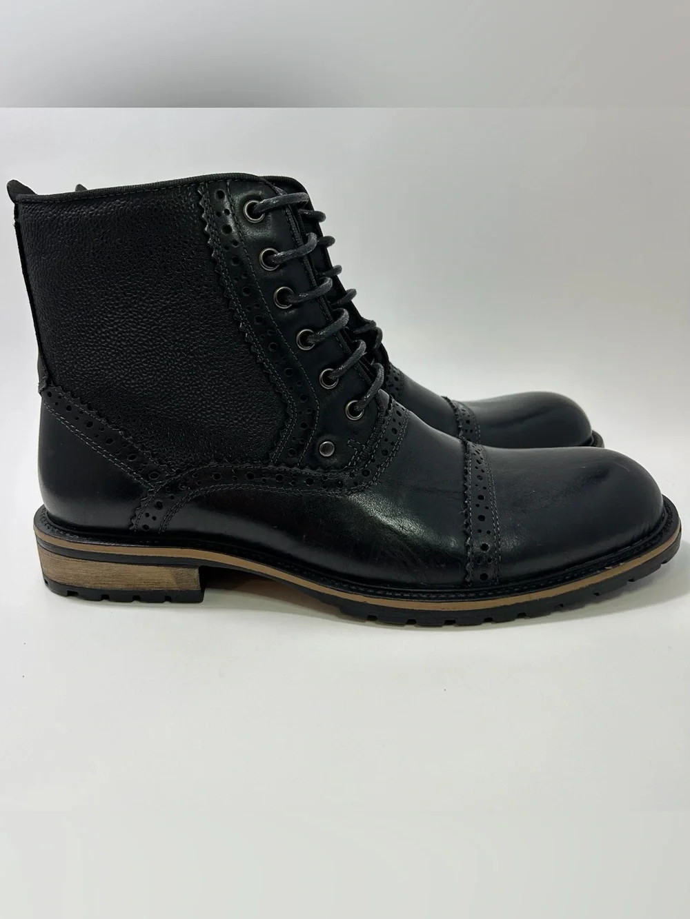 Steve Madden Men's Boots Sz 10 Lace Up Combat Style Blue Settler Dress Side Zip
